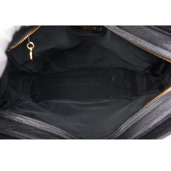 Chanel Tote Bag Chain Caviar Skin Black Gold Shoulder Bag - Picture 5 of 6